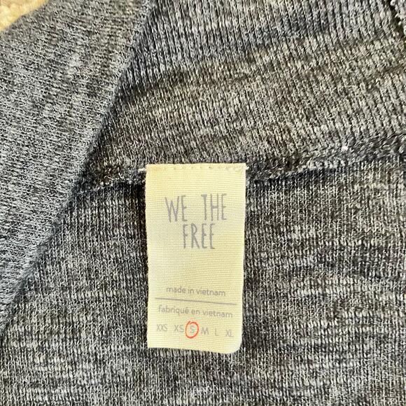 Free People We The Free Sz S Charcoal Skyline Thermal Top Sweater Off-shoulder - Picture 16 of 16